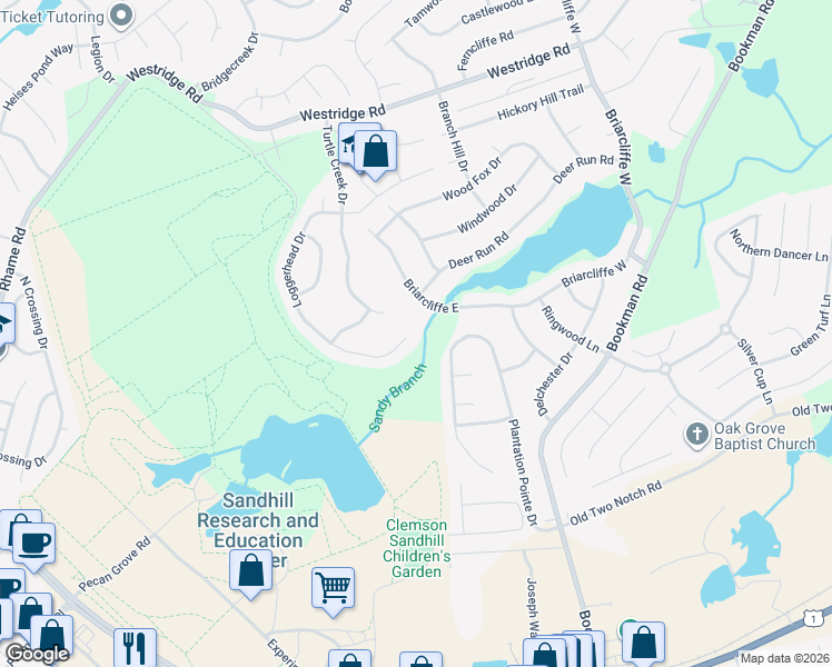 map of restaurants, bars, coffee shops, grocery stores, and more near 5 Loggerhead Drive in Columbia