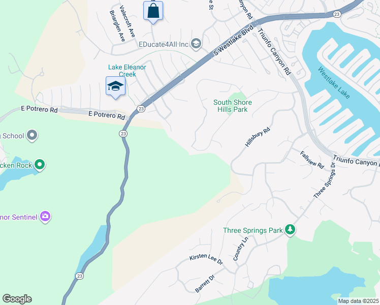 map of restaurants, bars, coffee shops, grocery stores, and more near 2012 Glastonbury Road in Westlake Village