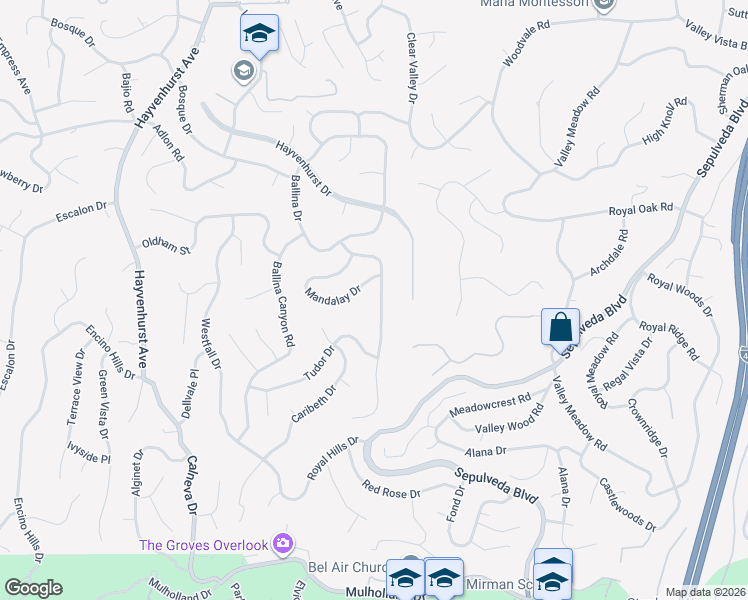 map of restaurants, bars, coffee shops, grocery stores, and more near 3835 Sapphire Drive in Los Angeles
