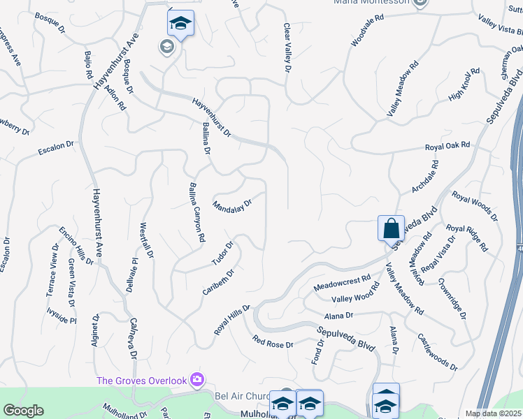 map of restaurants, bars, coffee shops, grocery stores, and more near 3835 Sapphire Drive in Los Angeles