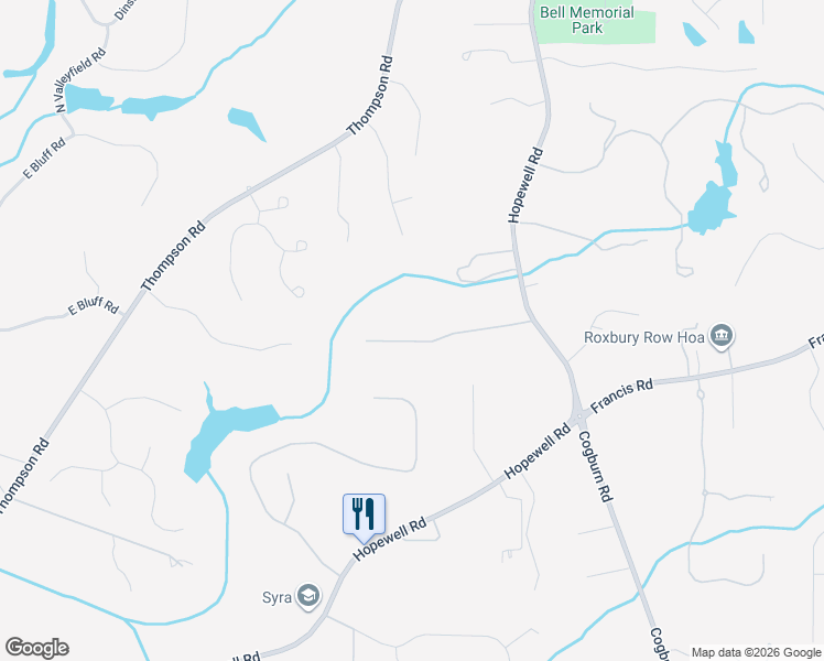 map of restaurants, bars, coffee shops, grocery stores, and more near 465 North Fields Pass in Alpharetta
