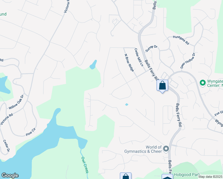 map of restaurants, bars, coffee shops, grocery stores, and more near Black Oak Trail in Cherokee County