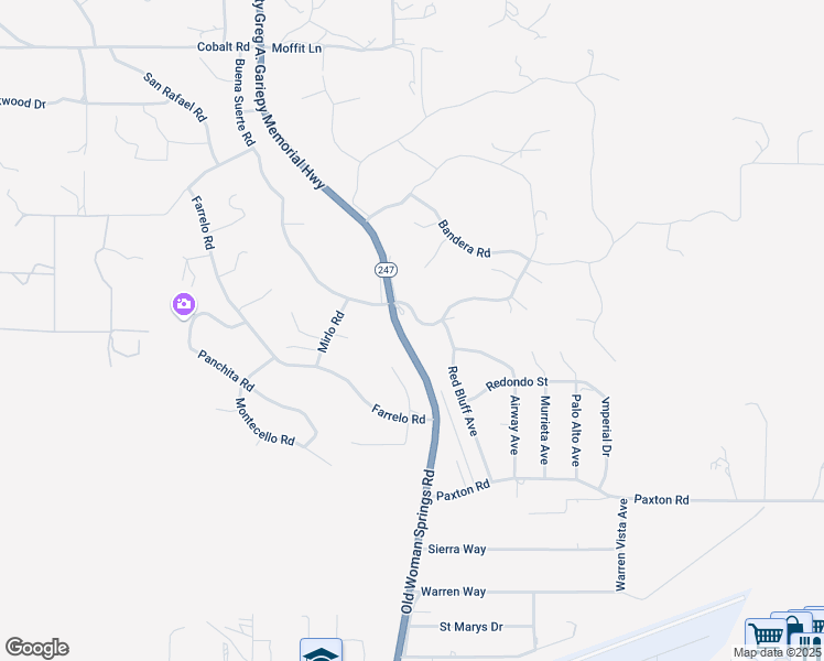 map of restaurants, bars, coffee shops, grocery stores, and more near 57333 Buena Suerte Road in Yucca Valley