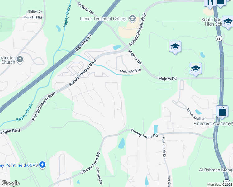 map of restaurants, bars, coffee shops, grocery stores, and more near 1785 Marcia Overlook Drive in Cumming