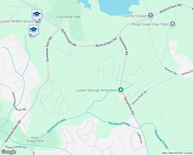 map of restaurants, bars, coffee shops, grocery stores, and more near 6108 Park Leaf Walk in Buford