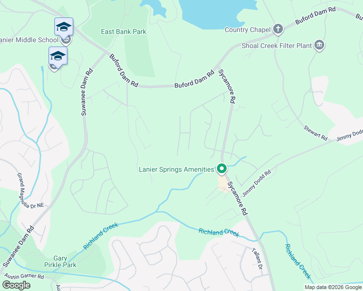 map of restaurants, bars, coffee shops, grocery stores, and more near 6105 Park Leaf Walk in Buford