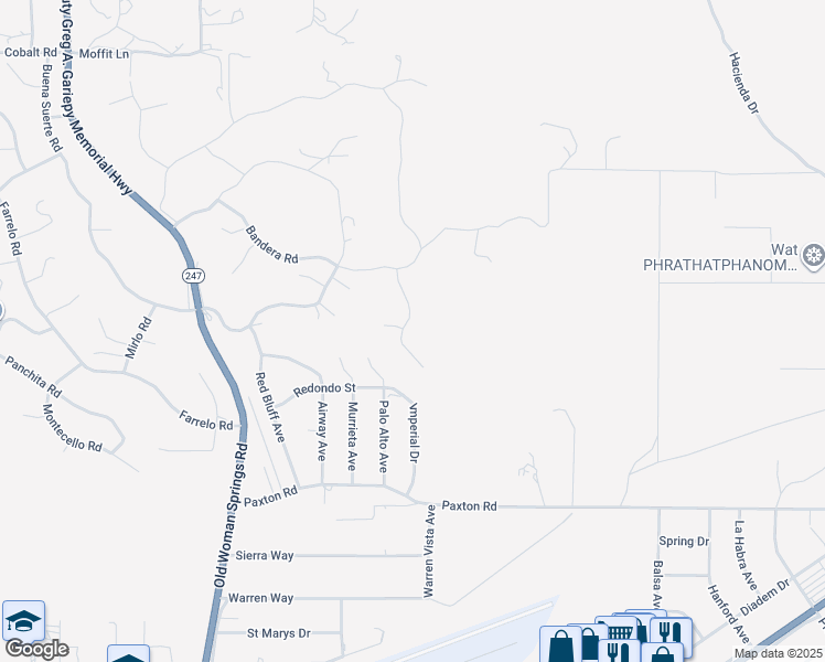 map of restaurants, bars, coffee shops, grocery stores, and more near 6197 Mandarin Road in Yucca Valley