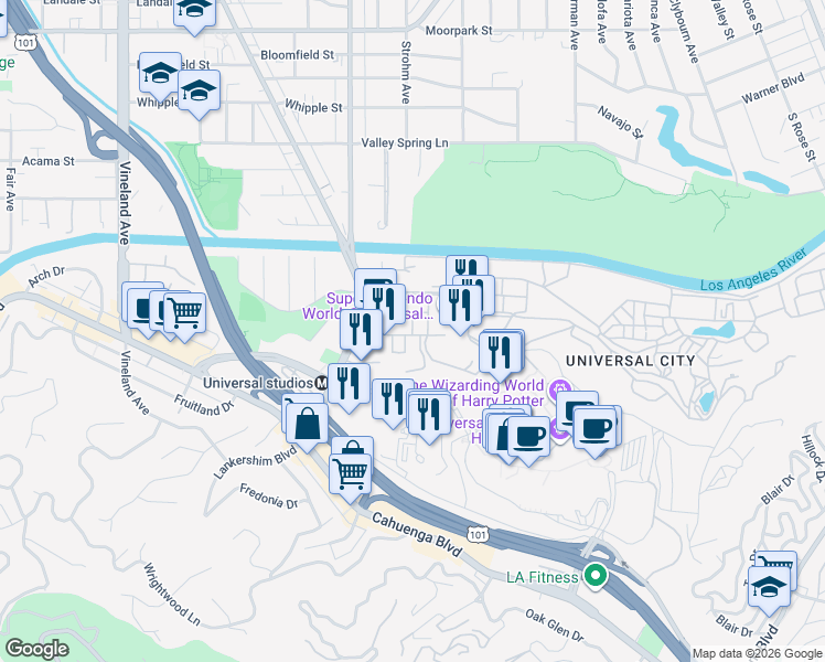 map of restaurants, bars, coffee shops, grocery stores, and more near 3rd Street in Los Angeles County