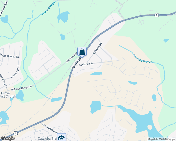 map of restaurants, bars, coffee shops, grocery stores, and more near 10750 Two Notch Road in Elgin