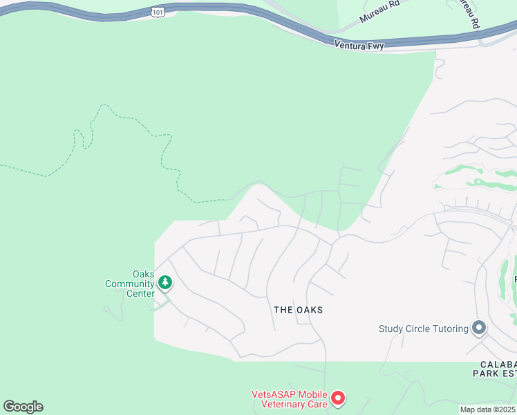 map of restaurants, bars, coffee shops, grocery stores, and more near 25440 Prado De Las Peras in Calabasas