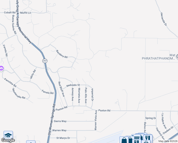 map of restaurants, bars, coffee shops, grocery stores, and more near 6144 Mandarin Road in Yucca Valley