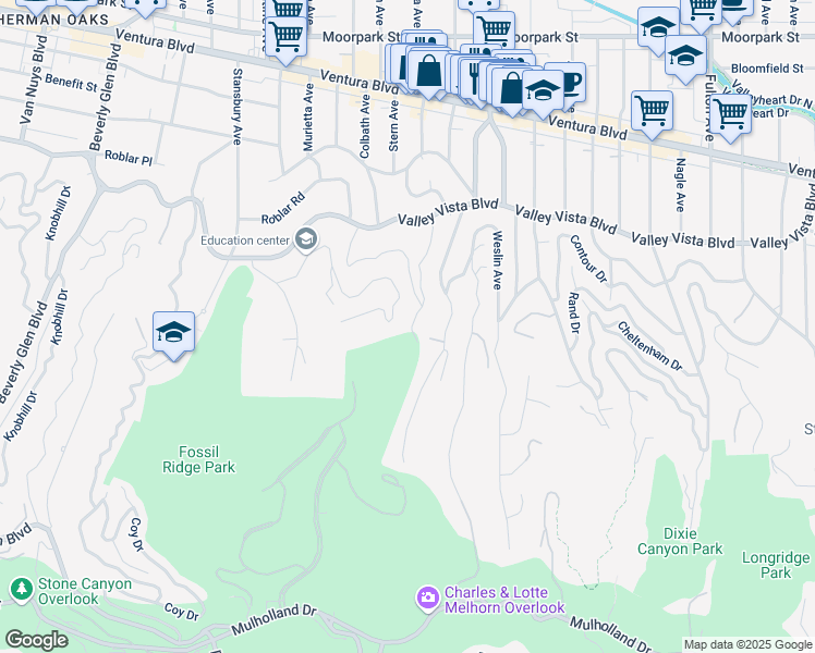 map of restaurants, bars, coffee shops, grocery stores, and more near 3839 Davana Road in Los Angeles