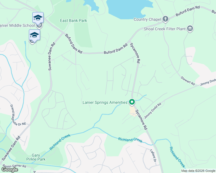 map of restaurants, bars, coffee shops, grocery stores, and more near 6125 Park Leaf Walk in Buford