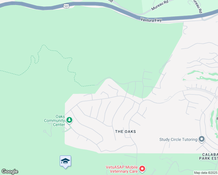 map of restaurants, bars, coffee shops, grocery stores, and more near 25440 Prado De Las Peras in Calabasas