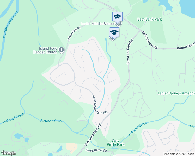 map of restaurants, bars, coffee shops, grocery stores, and more near 1016 Alexander Run Pass Northeast in Sugar Hill