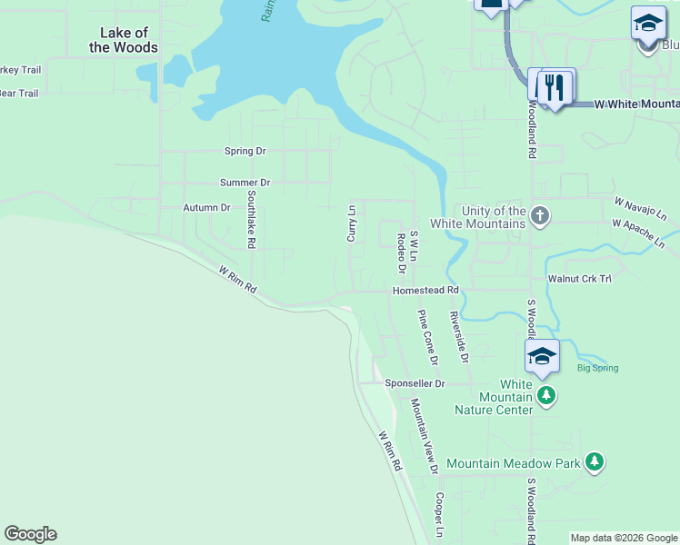 map of restaurants, bars, coffee shops, grocery stores, and more near 76 Willow Run in Navajo County
