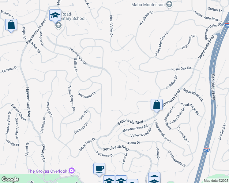map of restaurants, bars, coffee shops, grocery stores, and more near 3858 Hayvenhurst Drive in Los Angeles