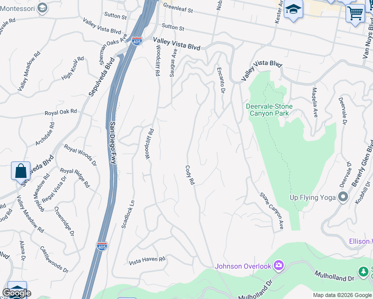 map of restaurants, bars, coffee shops, grocery stores, and more near 3901 Cody Road in Los Angeles