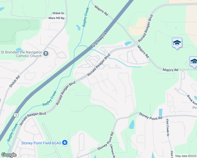 map of restaurants, bars, coffee shops, grocery stores, and more near 4455 Egret Avenue in Cumming