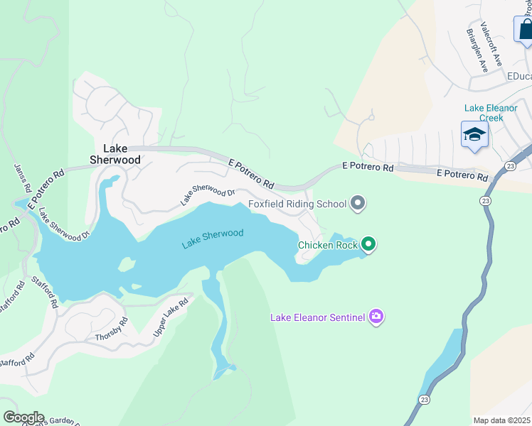 map of restaurants, bars, coffee shops, grocery stores, and more near 800 Lake Sherwood Drive in Lake Sherwood