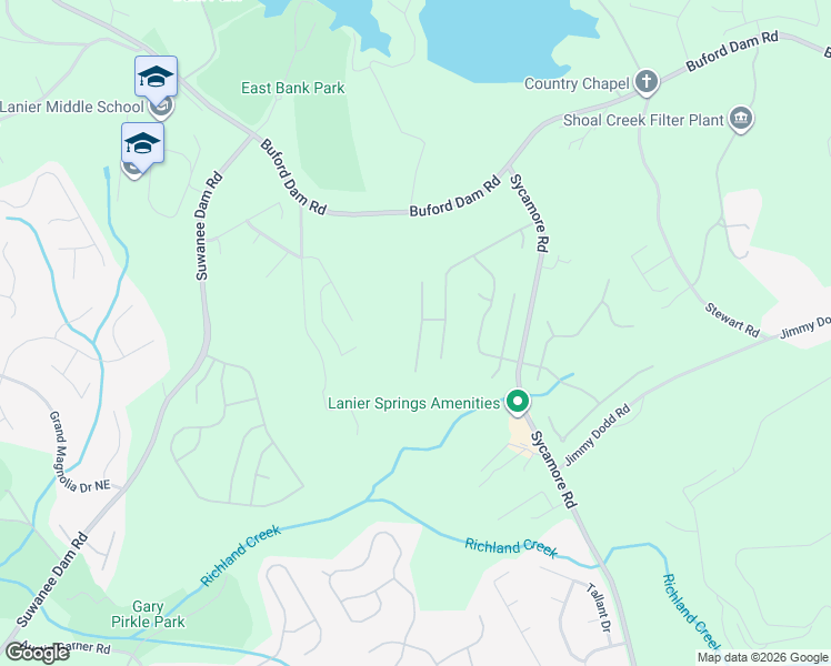 map of restaurants, bars, coffee shops, grocery stores, and more near 6138 Park Leaf Walk in Buford