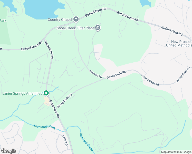map of restaurants, bars, coffee shops, grocery stores, and more near 6064 Stewart Road in Buford