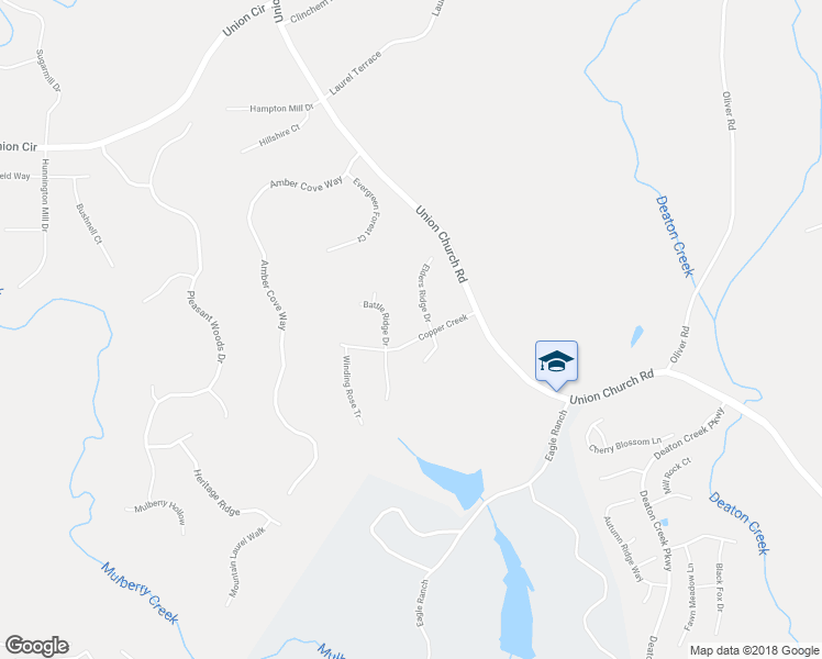 map of restaurants, bars, coffee shops, grocery stores, and more near 5428 Copper Creek in Flowery Branch