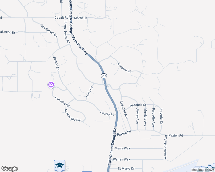 map of restaurants, bars, coffee shops, grocery stores, and more near 57312 Buena Suerte Road in Yucca Valley