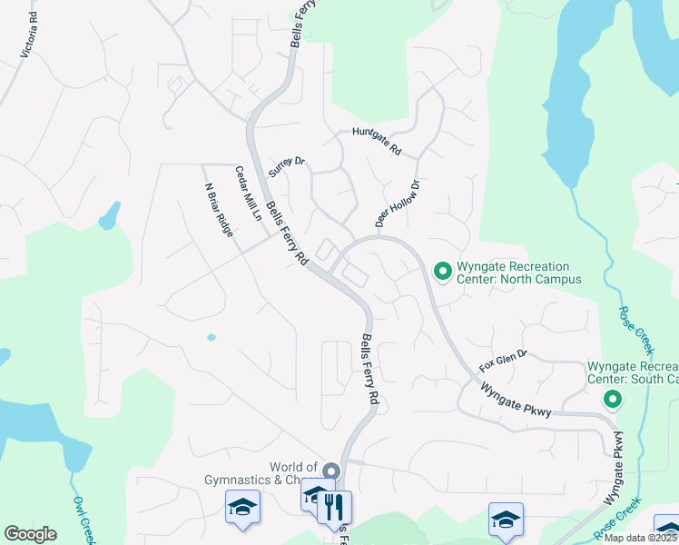 map of restaurants, bars, coffee shops, grocery stores, and more near 210 Rose Cottage Drive in Woodstock