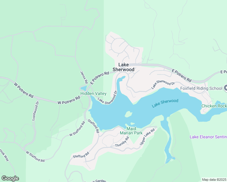 map of restaurants, bars, coffee shops, grocery stores, and more near 111 Lake Sherwood Drive in Ventura County