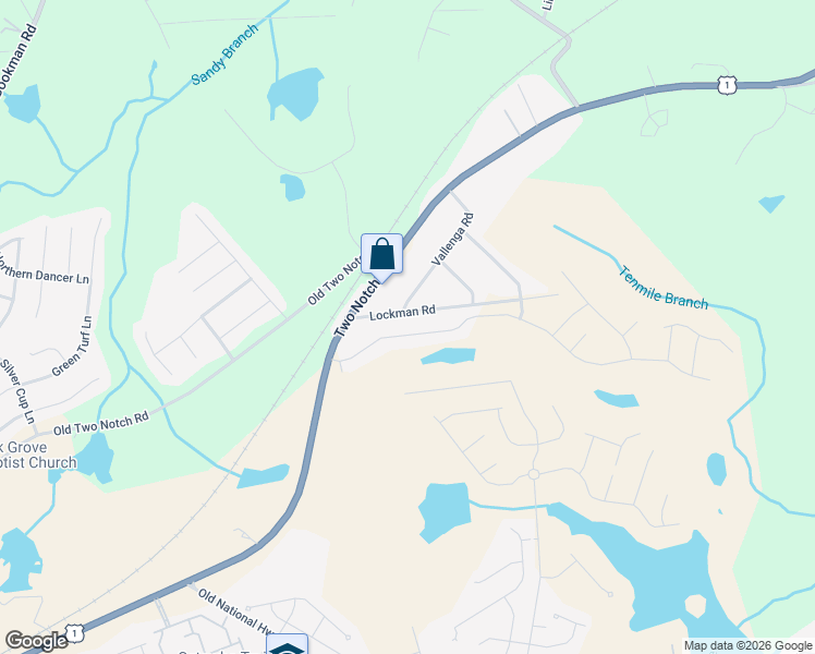 map of restaurants, bars, coffee shops, grocery stores, and more near 10750 Two Notch Road in Elgin