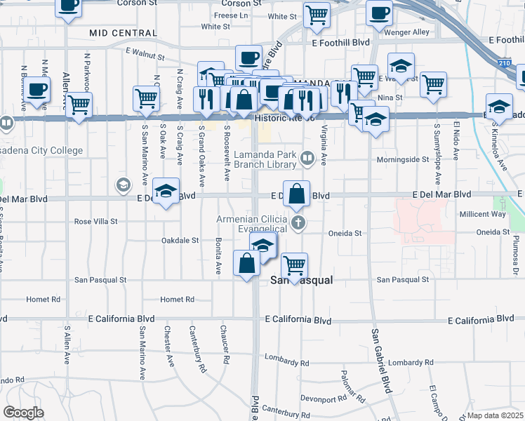 map of restaurants, bars, coffee shops, grocery stores, and more near 15608 Spinning Avenue in Gardena