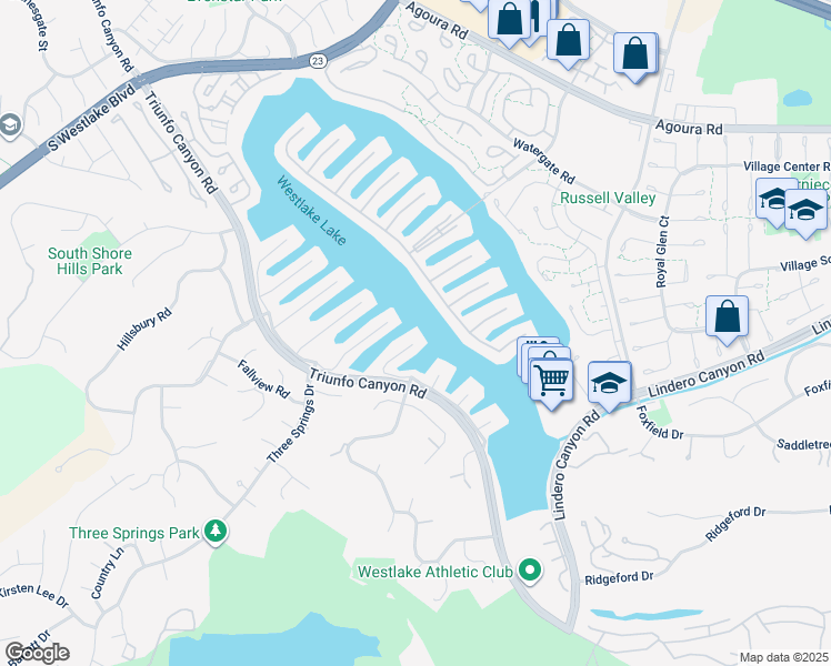 map of restaurants, bars, coffee shops, grocery stores, and more near 3827 Charthouse Circle in Westlake Village
