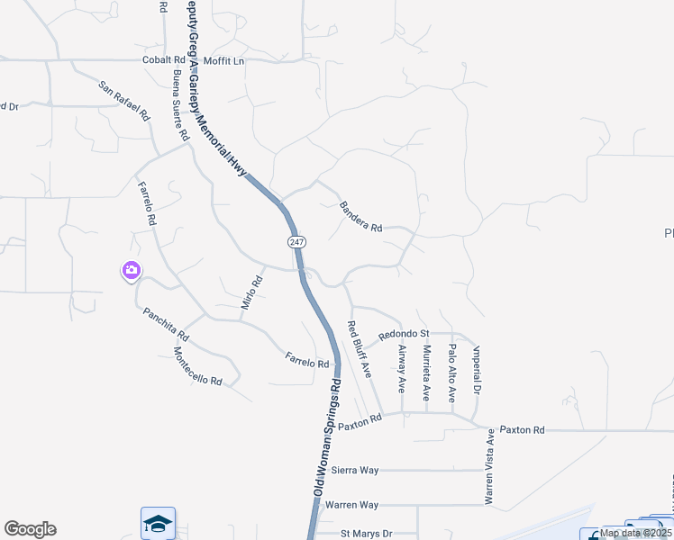 map of restaurants, bars, coffee shops, grocery stores, and more near 57374 Buena Suerte Road in Yucca Valley