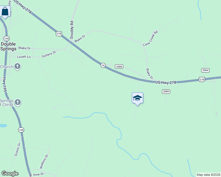 map of restaurants, bars, coffee shops, grocery stores, and more near in Double Springs