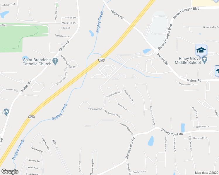 map of restaurants, bars, coffee shops, grocery stores, and more near 4375 Bluejay Place in Cumming