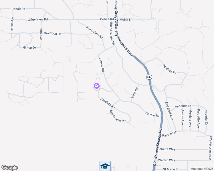 map of restaurants, bars, coffee shops, grocery stores, and more near 56941 Panchita Road in Yucca Valley