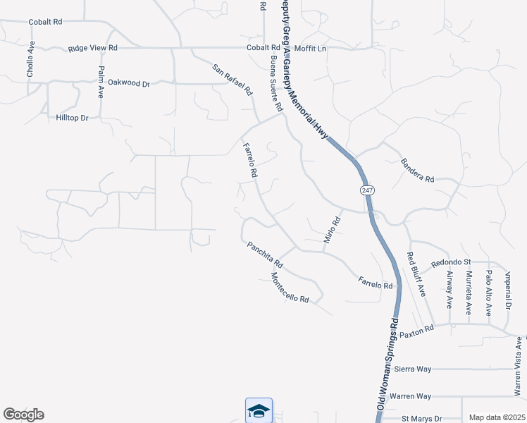map of restaurants, bars, coffee shops, grocery stores, and more near Farrelo Road in Yucca Valley