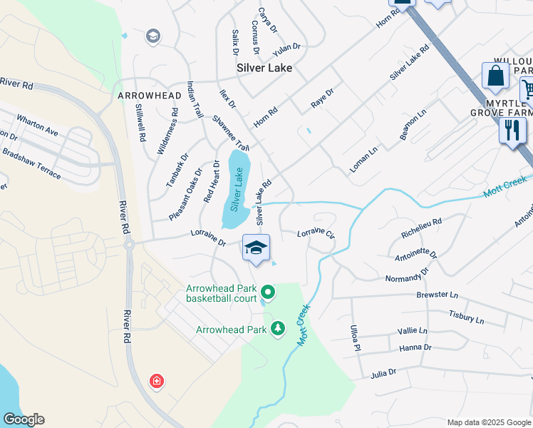 map of restaurants, bars, coffee shops, grocery stores, and more near 733 Silver Lake Road in Wilmington