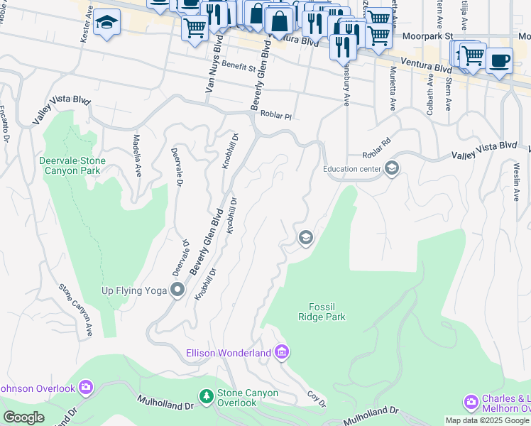map of restaurants, bars, coffee shops, grocery stores, and more near 3873 Beverly Ridge Drive in Los Angeles
