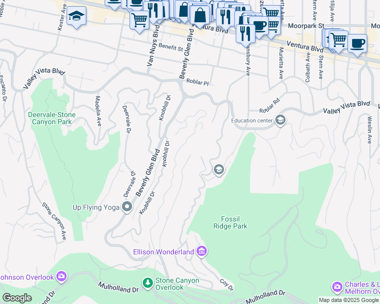 map of restaurants, bars, coffee shops, grocery stores, and more near 3873 Beverly Ridge Drive in Los Angeles
