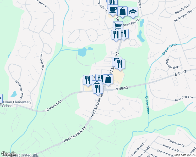 map of restaurants, bars, coffee shops, grocery stores, and more near 222 Salusbury Lane in Columbia