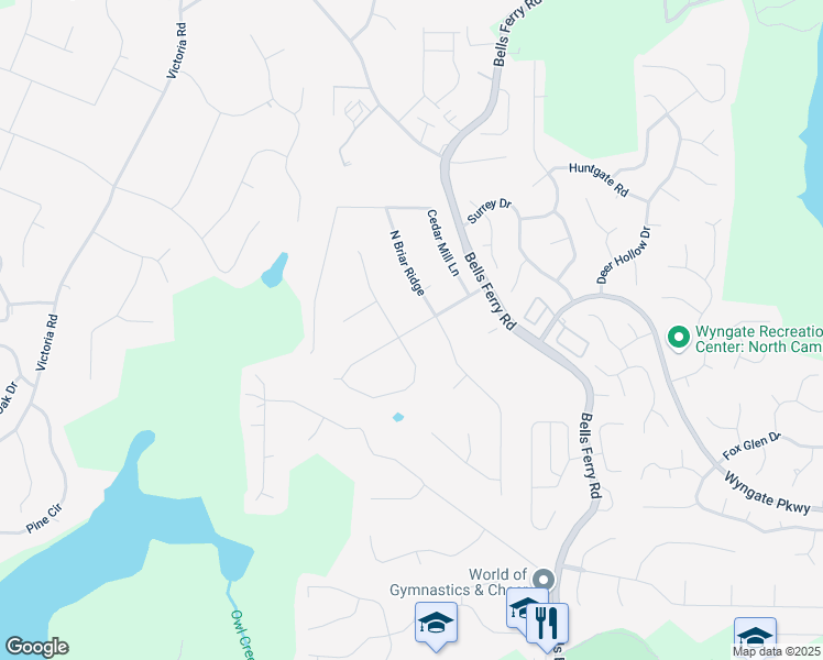 map of restaurants, bars, coffee shops, grocery stores, and more near Black Oak Trail in Cherokee County