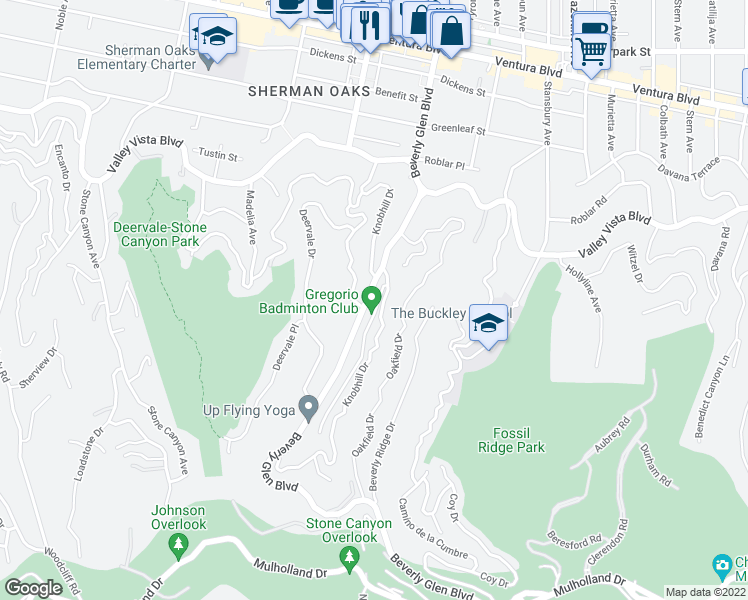 map of restaurants, bars, coffee shops, grocery stores, and more near 3909 Longview Valley Road in Los Angeles