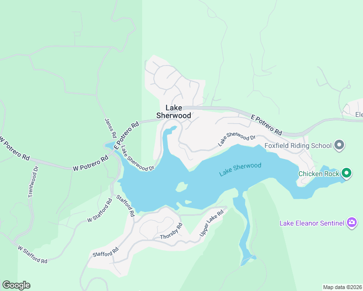map of restaurants, bars, coffee shops, grocery stores, and more near 268 Lake Sherwood Drive in Westlake Village