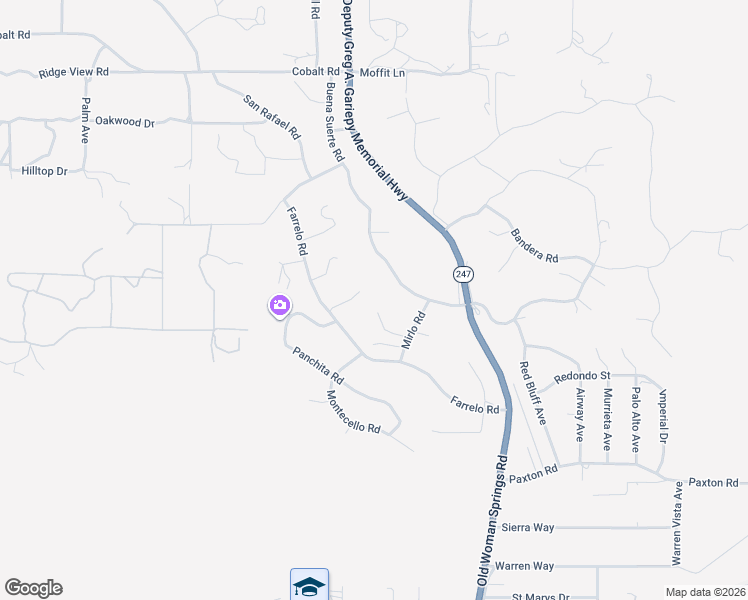 map of restaurants, bars, coffee shops, grocery stores, and more near 57075 Farrelo Court in Yucca Valley
