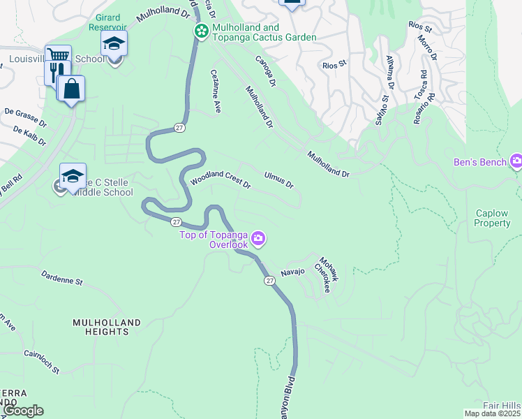 map of restaurants, bars, coffee shops, grocery stores, and more near 21749 Planewood Drive in Los Angeles County