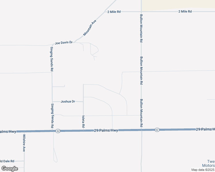 map of restaurants, bars, coffee shops, grocery stores, and more near 75800 Buena Vista Drive in Twentynine Palms