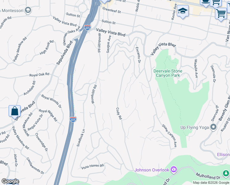 map of restaurants, bars, coffee shops, grocery stores, and more near 3921 Cody Road in Los Angeles