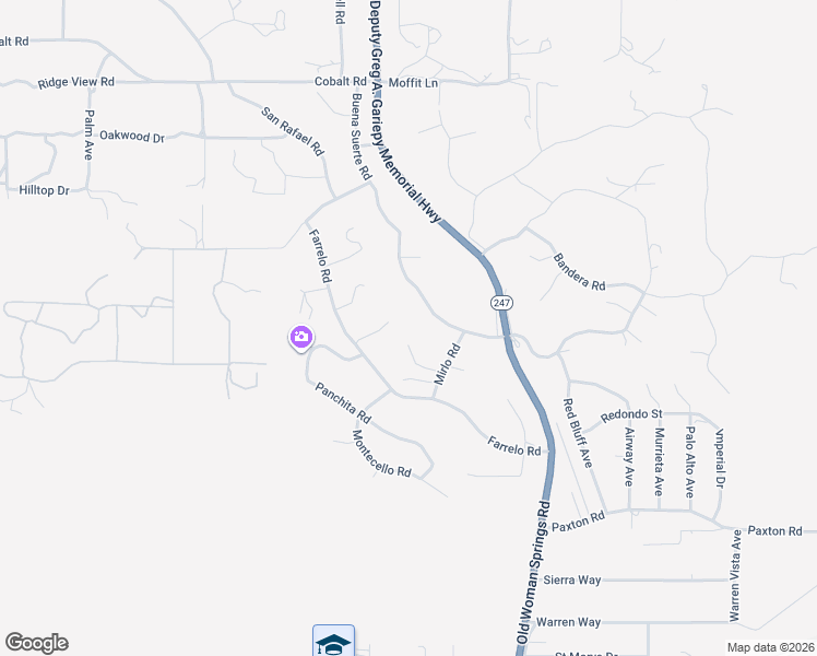 map of restaurants, bars, coffee shops, grocery stores, and more near 57075 Farrelo Court in Yucca Valley